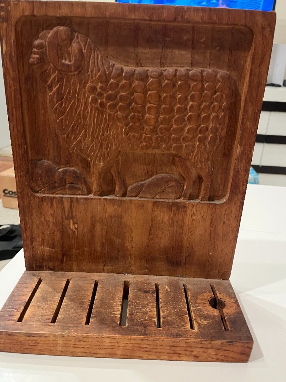 Evelyn Ackerman ERA Industries Carved Wood Ram Knife Holder Mid Century Modern